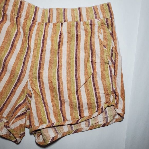 Madewell Linen-Cotton Pull-On Shorts in Rainbow Stripe Size S - Picture 3 of 10
